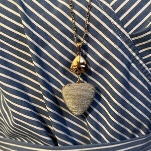 Wrapped heart pendant in gold time chain, gorgeous!